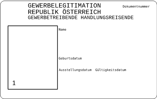 Gewerbelegitimation für Gewerbetreibende Handlungsreisende